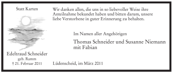 Traueranzeige von Edeltraud Schneider von Tageszeitung