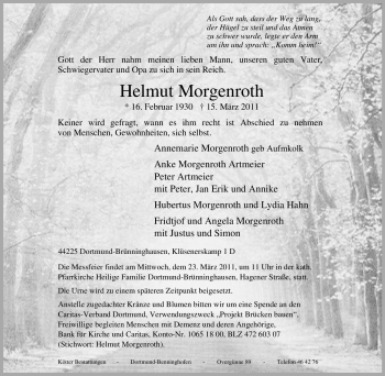 Traueranzeige von Helmut Morgenroth von Tageszeitung