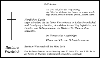 Traueranzeige von Barbara Friedrich von Tageszeitung