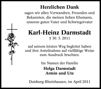 Traueranzeige von Karl-Heinz Darmstadt von Tageszeitung