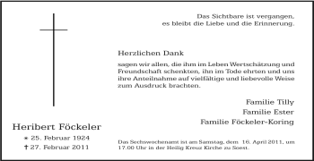 Traueranzeige von Heribert Föckeler von Tageszeitung