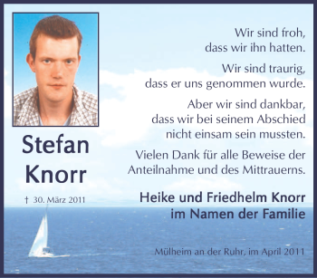 Traueranzeige von Stefan Knorr von Tageszeitung
