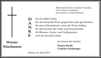 Traueranzeige von Werner Nitschmann von Tageszeitung