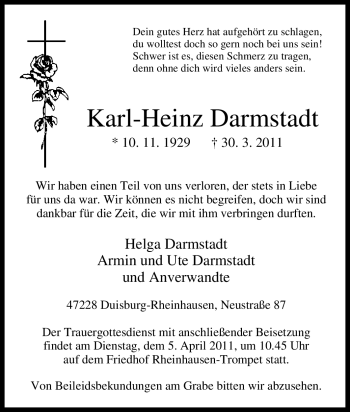 Traueranzeige von Karl-Heinz Darmstadt von Tageszeitung
