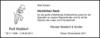 Traueranzeige von Rolf Walldorf von Tageszeitung