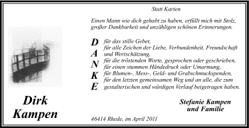 Traueranzeige von Dirk Kampen von Tageszeitung