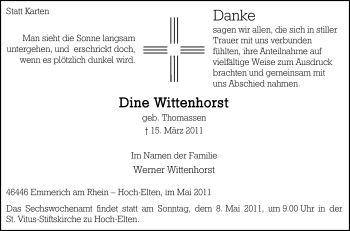 Traueranzeige von Dine Wittenhorst von Tageszeitung