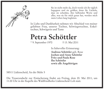 Traueranzeige von Petra Schöttler von Tageszeitung