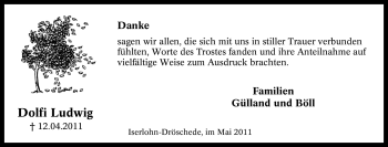 Traueranzeige von Dolfi Ludwig von Tageszeitung