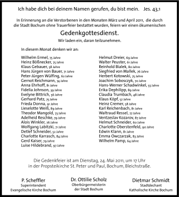 Traueranzeige von Heinz Cremer von Tageszeitung