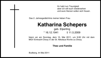 Traueranzeige von Katharina Schepers von Tageszeitung
