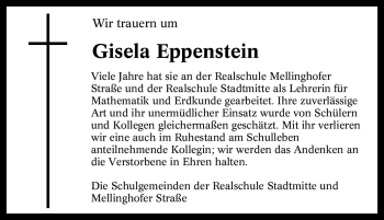 Traueranzeige von Gisela Eppenstein von Tageszeitung
