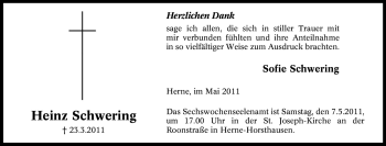 Traueranzeige von Heinz Schwering von Tageszeitung