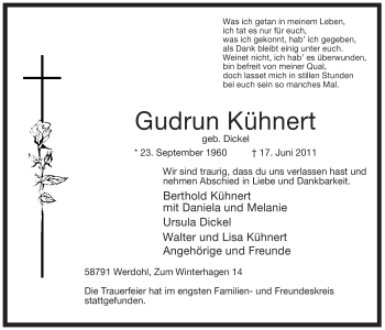 Traueranzeige von Gudrun Kühnert von Tageszeitung