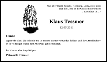 Traueranzeige von Klaus Tessmer von Tageszeitung