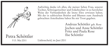Traueranzeige von Petra Schöttler von Tageszeitung