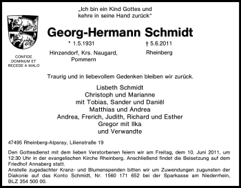 Traueranzeige von Georg-Hermann Schmidt von Tageszeitung
