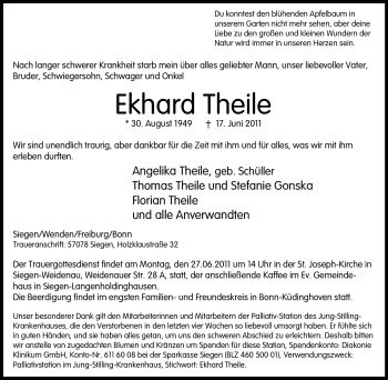 Traueranzeige von Ekhard Theile von Tageszeitung