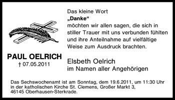 Traueranzeige von Paul Oelrich von Tageszeitung