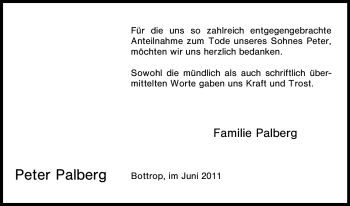 Traueranzeige von Peter Palberg von Tageszeitung