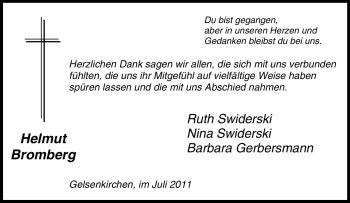 Traueranzeige von Helmut Bromberg von Tageszeitung
