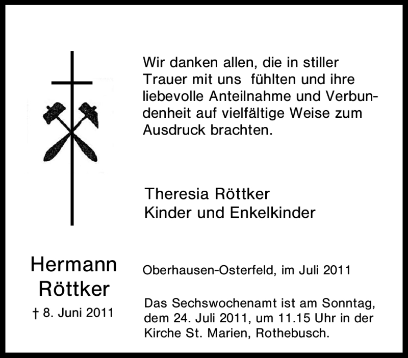  Traueranzeige für Hermann Röttker vom 21.07.2011 aus Tageszeitung