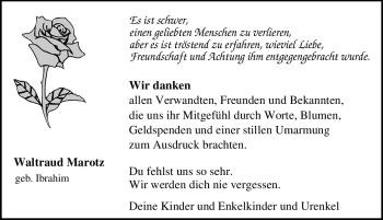 Traueranzeige von Waltraud Marotz von Tageszeitung