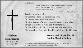 Traueranzeige von Herbert Sammeneer von Tageszeitung