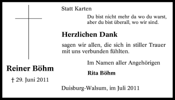 Traueranzeige von Reiner Böhm von Tageszeitung