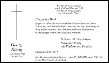 Traueranzeige von Georg König von Tageszeitung
