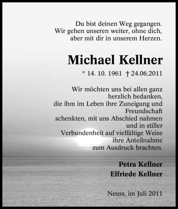 Traueranzeige von Michael Kellner von Tageszeitung