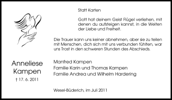 Traueranzeige von Anneliese Kampen von Tageszeitung