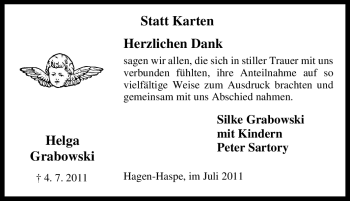 Traueranzeige von Helga Grabowski von Tageszeitung