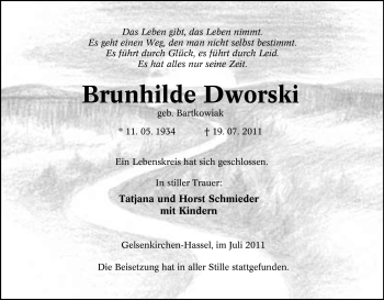 Traueranzeige von Brunhilde Dworski von Tageszeitung