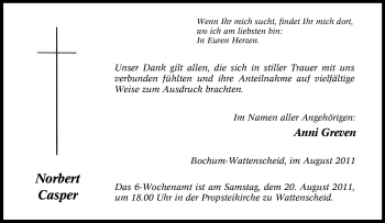 Traueranzeige von Norbert Casper von Tageszeitung