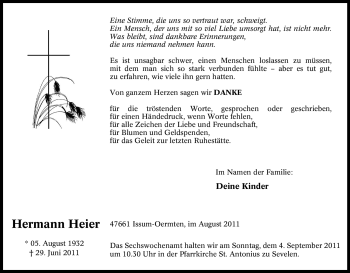 Traueranzeige von Hermann Heier von Tageszeitung