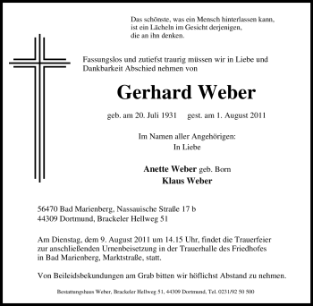 Traueranzeige von Gerhard Weber von Tageszeitung