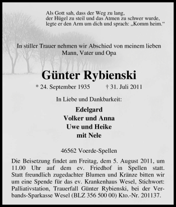 Traueranzeige von Günter Rybienski von Tageszeitung