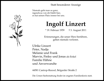 Traueranzeige von Ingolf Linzert von Tageszeitung