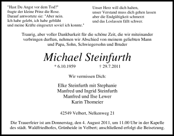 Traueranzeige von Michael Steinfurth von Tageszeitung