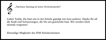 Traueranzeige von Teddy Unbekannt von Tageszeitung