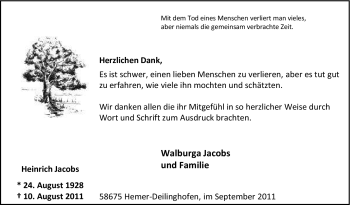 Traueranzeige von Heinrich Jacobs von Tageszeitung