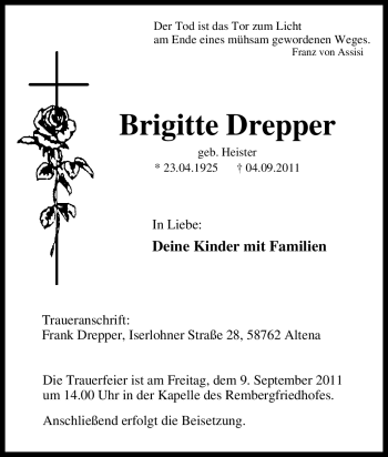 Traueranzeige von Brigitte Drepper von Tageszeitung