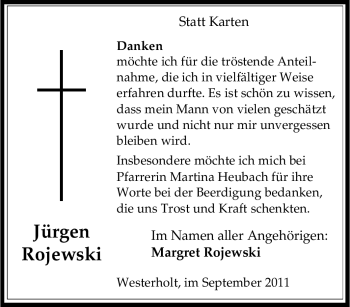 Traueranzeige von Jürgen Rojewski von Tageszeitung
