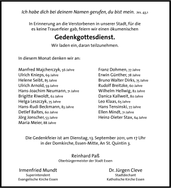 Traueranzeige von Hans Tensinski von Tageszeitung