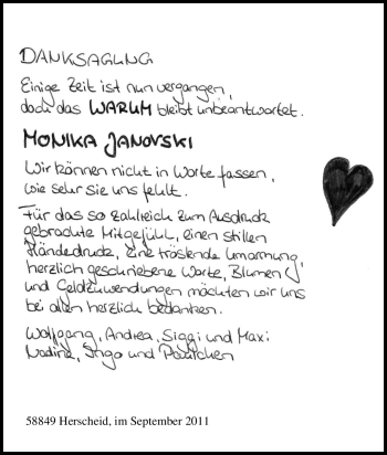 Traueranzeige von Monika Janovski von Tageszeitung