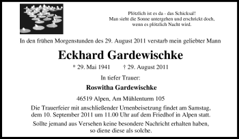 Traueranzeige von Eckhard Gardewischke von Tageszeitung