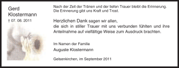 Traueranzeige von Gerd Klostermann von Tageszeitung