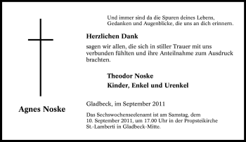 Traueranzeige von Agnes Noske von Tageszeitung