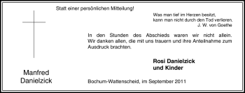 Traueranzeige von Manfred Danielzick von Tageszeitung